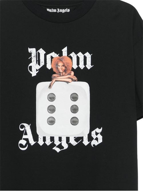 Black crew neck printed t-shirt PALM ANGELS | PMAA001S25JER00B1003